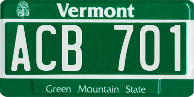 VT license plate ACB701