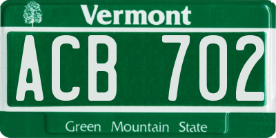 VT license plate ACB702