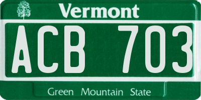 VT license plate ACB703