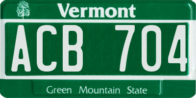 VT license plate ACB704