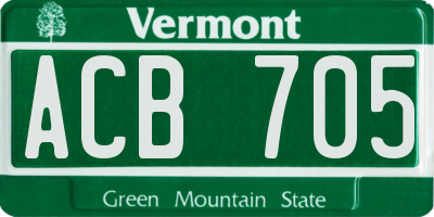 VT license plate ACB705