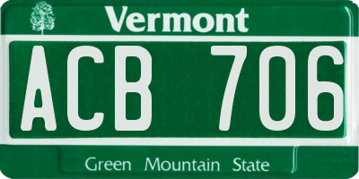 VT license plate ACB706