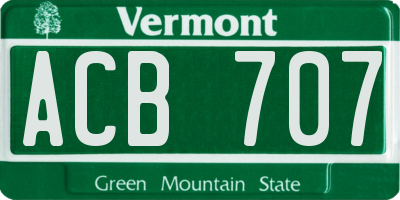 VT license plate ACB707