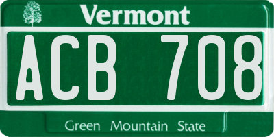 VT license plate ACB708