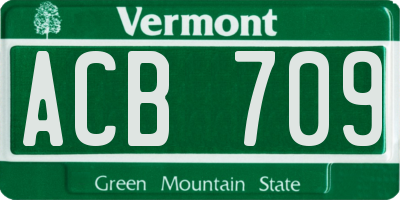 VT license plate ACB709