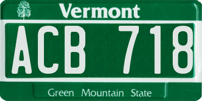 VT license plate ACB718