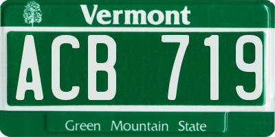 VT license plate ACB719