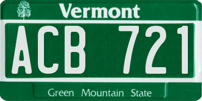 VT license plate ACB721