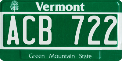 VT license plate ACB722