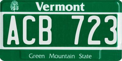 VT license plate ACB723