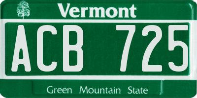 VT license plate ACB725