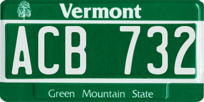 VT license plate ACB732