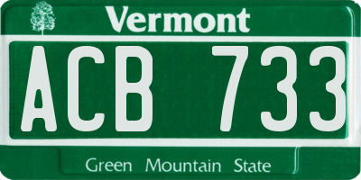 VT license plate ACB733