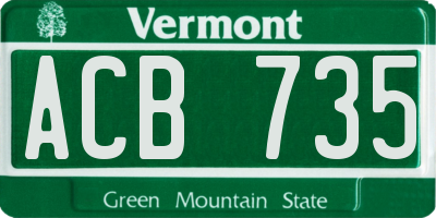 VT license plate ACB735