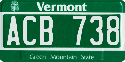 VT license plate ACB738