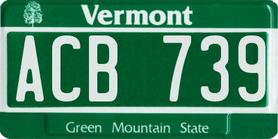 VT license plate ACB739