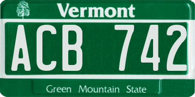 VT license plate ACB742