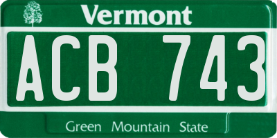 VT license plate ACB743