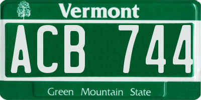 VT license plate ACB744