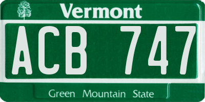 VT license plate ACB747