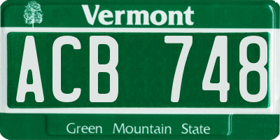 VT license plate ACB748