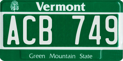 VT license plate ACB749