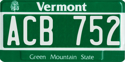 VT license plate ACB752