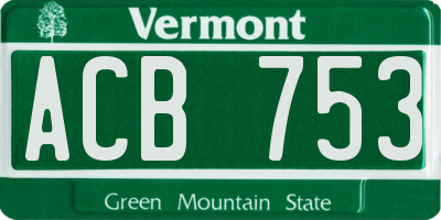 VT license plate ACB753