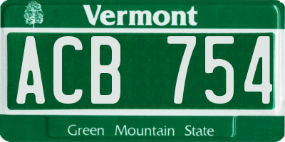VT license plate ACB754