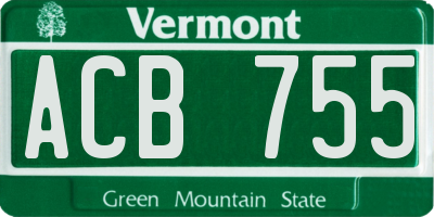 VT license plate ACB755