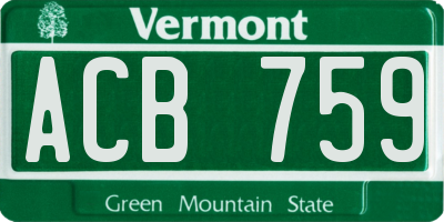 VT license plate ACB759