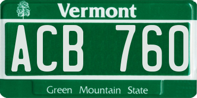 VT license plate ACB760