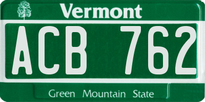 VT license plate ACB762