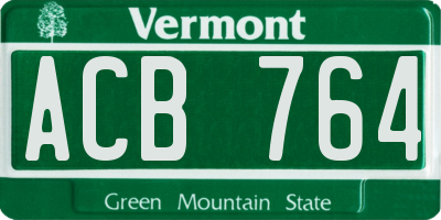 VT license plate ACB764