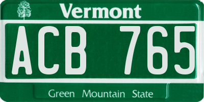 VT license plate ACB765