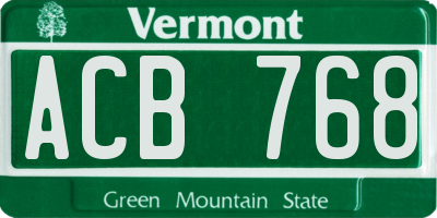 VT license plate ACB768