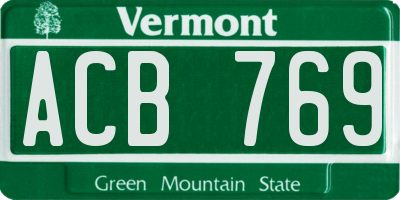 VT license plate ACB769