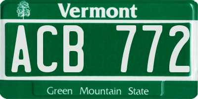 VT license plate ACB772