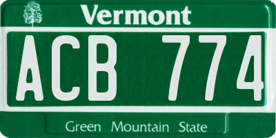 VT license plate ACB774