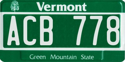 VT license plate ACB778