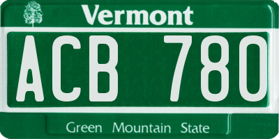 VT license plate ACB780