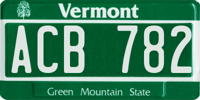 VT license plate ACB782