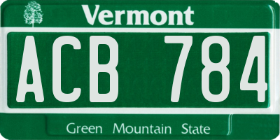 VT license plate ACB784