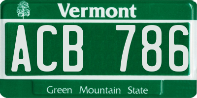 VT license plate ACB786