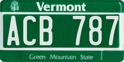 VT license plate ACB787