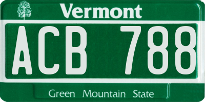 VT license plate ACB788