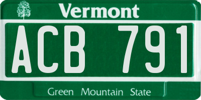 VT license plate ACB791