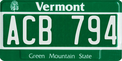 VT license plate ACB794