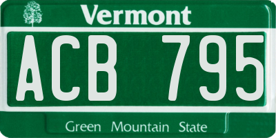 VT license plate ACB795