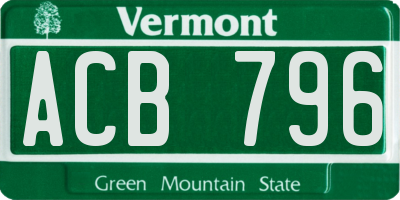 VT license plate ACB796